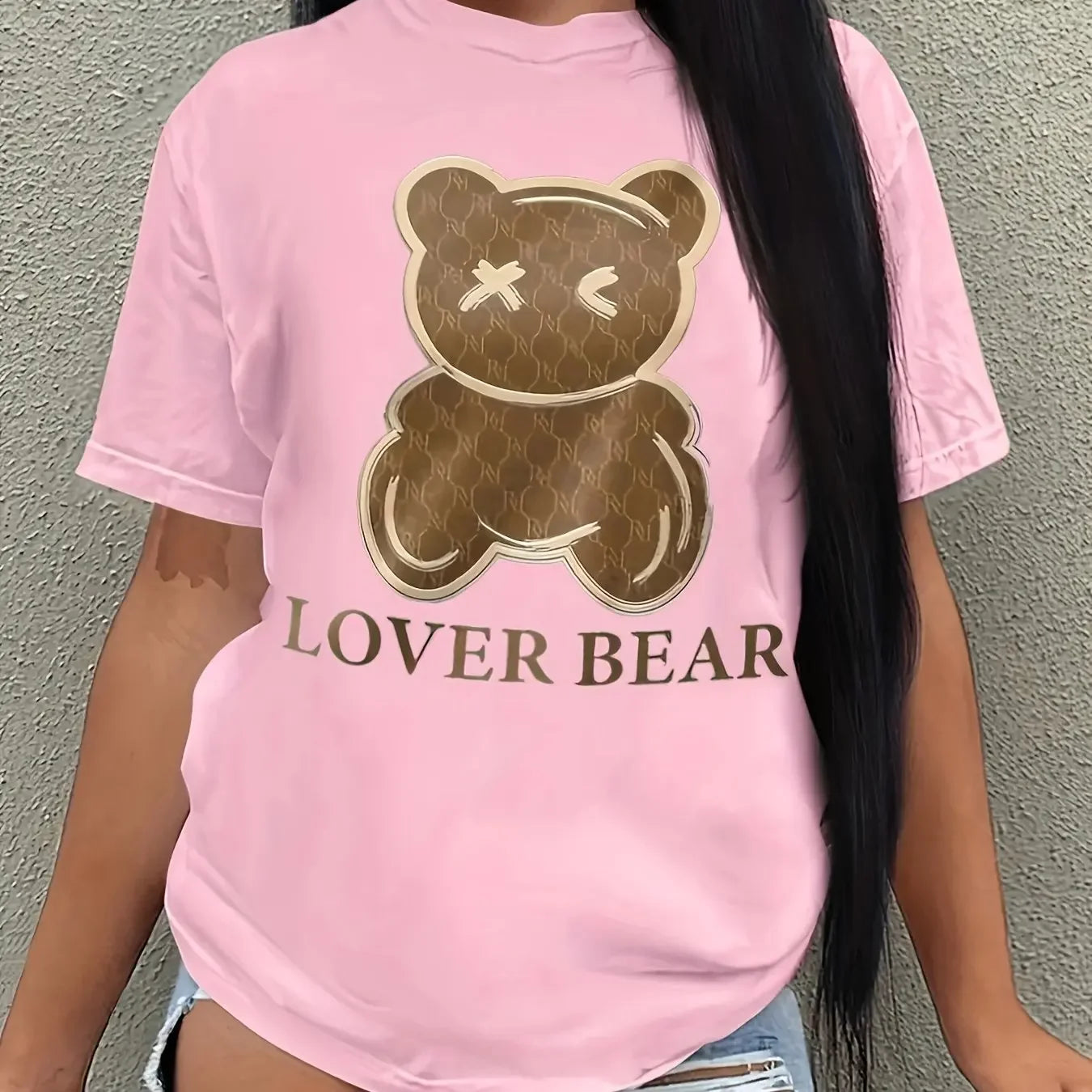 Women's T-shirt Casual Black Short Sleeved Printed Loose Top Design Clothes  Clothing O-Neck Casual Female Tops Street