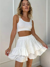 Load image into Gallery viewer, The new women's clothing in summer is a solid color high-waisted lace design sexy cake skirt skirt