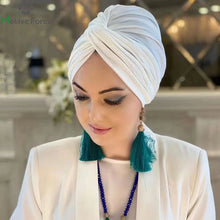 Load image into Gallery viewer, Muslim White Hijab Cap Undercap Abaya Hijabs For Woman Islamic Abayas Jersey Instant Wrap Women Crinkle Arabic Modal Silk Caps