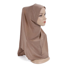 Load image into Gallery viewer, H120 Teenage girls plain hijab hats muslim scarf islamic headscarf hat amira pull on headwrap beautiful 10 years girl scarf
