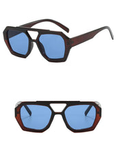 Load image into Gallery viewer, Vintage Square Sunglasses for Women Men Thick Frame Double Bridges Eyewear Female Fashion Chic Polygon Sun Glasses Leopard Blue