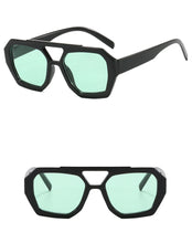 Load image into Gallery viewer, Vintage Square Sunglasses for Women Men Thick Frame Double Bridges Eyewear Female Fashion Chic Polygon Sun Glasses Leopard Blue