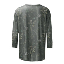 Load image into Gallery viewer, Female Clothing Delicate Fashion Shirts Floral Round Neck 3/4 Sleeves Printed Summer Women Pullover Daily Wear Vetement Femme
