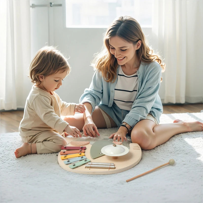 Montessori Baby Music Toys Wooden Kid Instrument Educational Toys 0-3 Years Newborn Music Elephant Xylophone Toy Children Gift