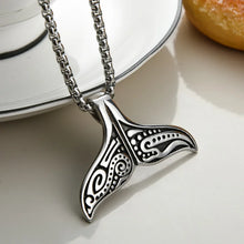 Load image into Gallery viewer, Lovely Stainless Steel Whale Tail Pendant Chain Necklace for Men or Women Punk Rock Biker Rider Jewelry Best Gift for Christmas
