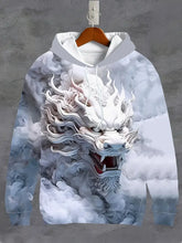 Load image into Gallery viewer, Men's 3D Digital White Dragon Smoke Printed Hoodie with Drawstring and Pocket, Spring and Autumn Sports Fashion Hoodie, Suitable