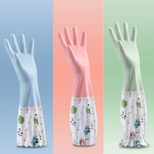 Load image into Gallery viewer, Women's Kitchen Gloves - Durable, Extended Waterproof Rubber Gloves for Dishwashing, Cleaning, Laundry & Household Chores - Comf