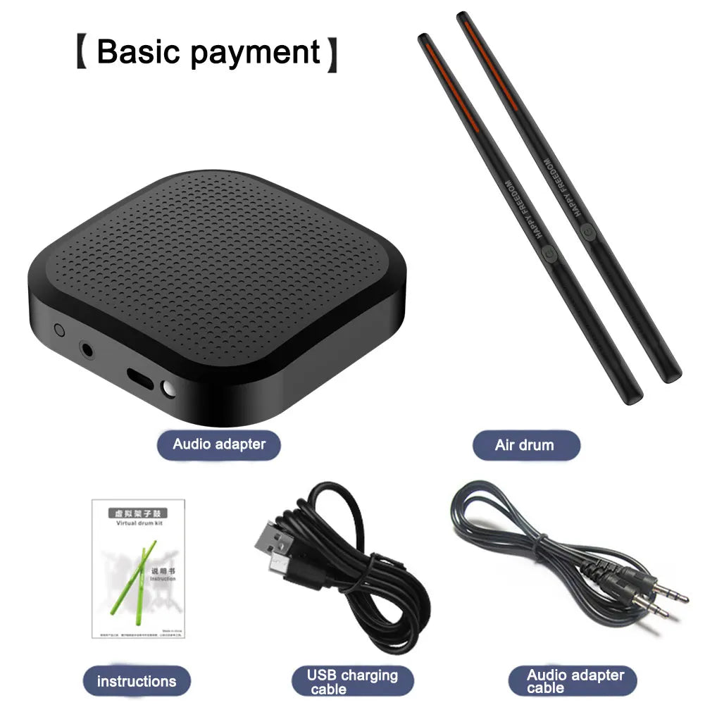 Electric Air Drumsticks Portable Air Drum with Drumsticks Professional Smart Electronic Drum Set for Beginners Children Adults