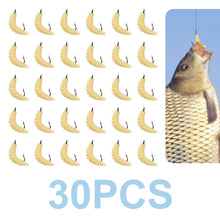 Load image into Gallery viewer, 30PCS Artificial Breadworms Fishing Bait with Hooks Realistic Fake Hooked Worm Bait High Elasticity Rubber Fishing Bait