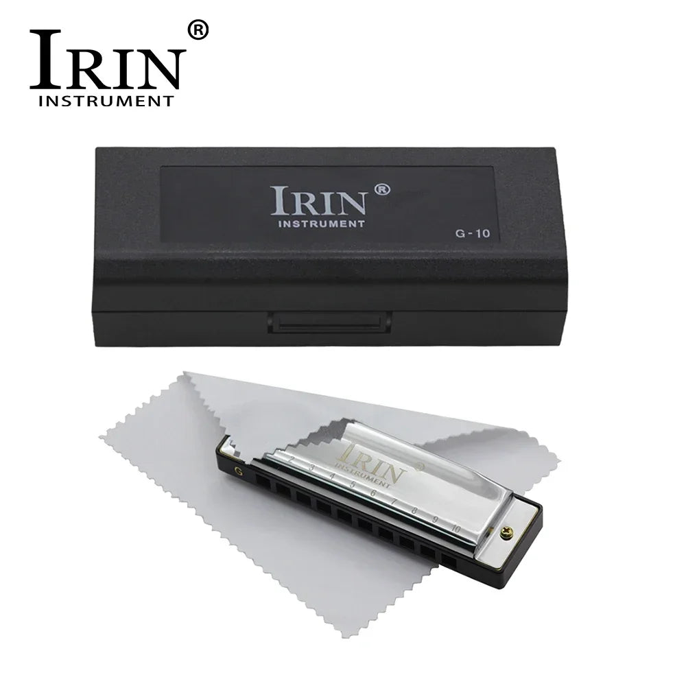 IRIN 10 Holes G Key 20 Tone Harmonica Colorful Blues Harmonica Woodwind Instrument Suitable for Beginners Teaching Playing Gift