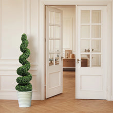 Load image into Gallery viewer, 39 Inch Artificial Boxwood Tower Topiary Spiral Artificial Plant Decorative Plant Faux Plant Outdoor for Indoor/Porch/Garden