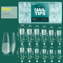 Load image into Gallery viewer, NAILPOP Soft Gel Nail Tips 600PCS Pre-Buff Full Cover Coffin Almond Oval Shaped Nail Extenison Tips Half Matte Gel X Fake Nails