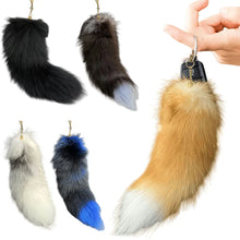 Load image into Gallery viewer, New Faux Fox Fur Tail Large Long Natural Fur Tail Keychain Pendant Huge Fluffy Cosplay Tail Cute Wolf Fox Tail Fur Car Keychain