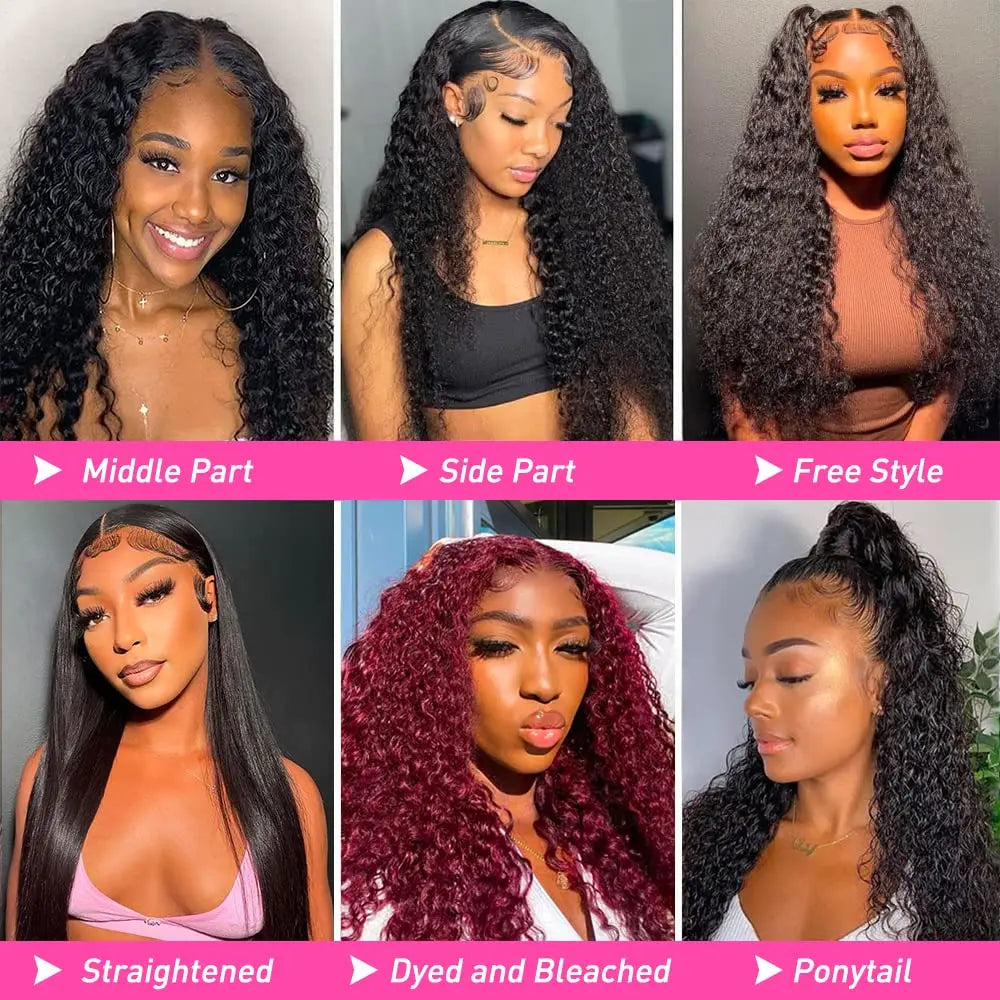Deep Curly 13x4 Transparent Lace Frontal Wig Human Hair Bling Curly Human Hair Wigs For Women Lace Front Wig Human Hair