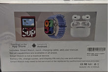Load image into Gallery viewer, HR100 Smart Watch SUP, Multi Game Box with Accessories, Earbuds, Silicone Bands