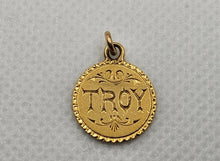 Load image into Gallery viewer, Troy Vintage Gold Engraved Coin Charm Love Pendant Perfect Gift for Her Him