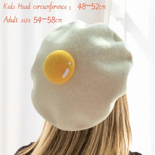 Load image into Gallery viewer, Women Cute Hats Yolk Handmade Wool Felt Painter Creative Parent-child Hat Cute Child Baby Poached Egg Beret Fashion Ladies Cap