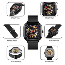 Load image into Gallery viewer, SKMEI Mechanical Watch Men Automatic Watch Quartz Waterproof Hollow Art Strainless Steel Strap montre homme Fashion Clock 9184