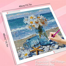 Load image into Gallery viewer, HUACAN Diamond Painting Daisy Flower Diamond Mosaic Art Kits Seaside Beach Handmade Home Wall Art Decoration