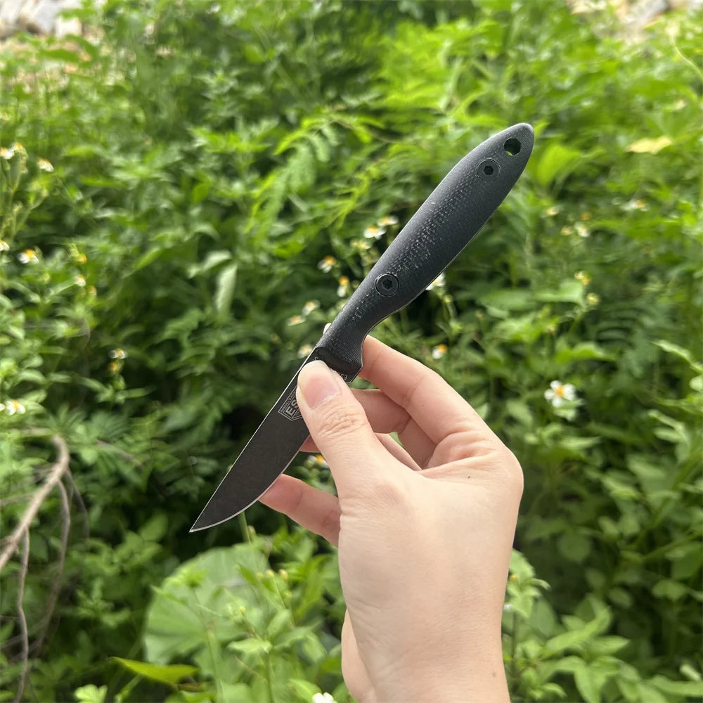 2 Styles ES-AGK-ES Washed Graphite Grey Flax Straight Knives Outdoor Camping Hiking Climbing Non Slip Knife Mountaineering EDC