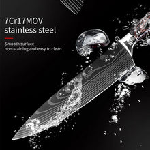 Load image into Gallery viewer, Japanese Kitchen Knife Set Laser Damascus Pattern Stainless Steel Sharp Cleaver Slicing Utility Knives Kitchen Tools