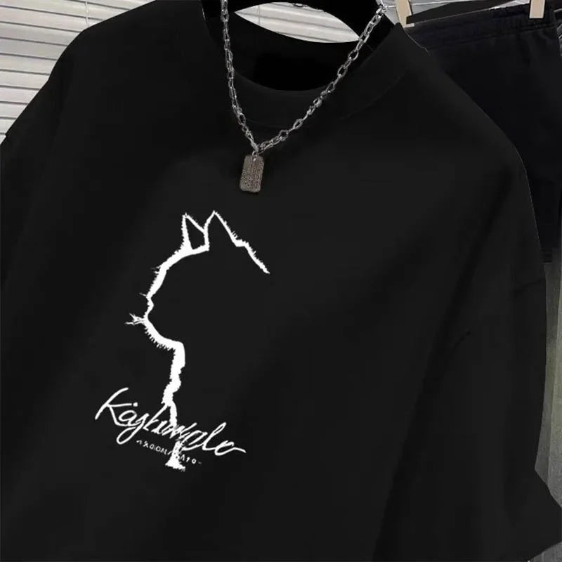 Women's Clothing Cat Printed Fashion O-neck Short Sleeve T-shirt Summer Casual Top Tees creative Lady Basic Pullovers