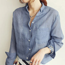 Load image into Gallery viewer, Chemisier Femme Womens Tops Fashion Summer Linen White Shirt Women Long Sleeve Blouse Korean Woman Clothes Roupas Femininas