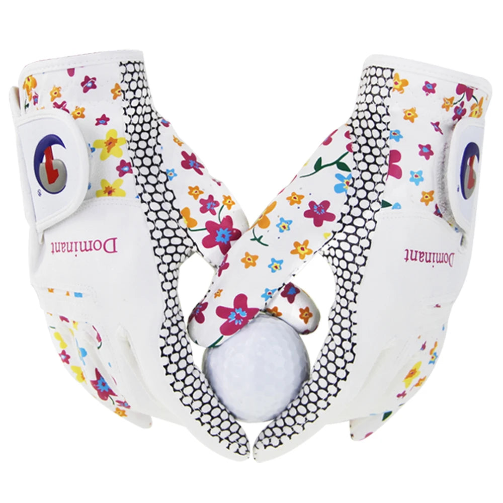 1Pair Golf Gloves for Women PU Leather Soft Fit Sport Grip Durable Gloves Anti-skid Breathable Sports Gloves