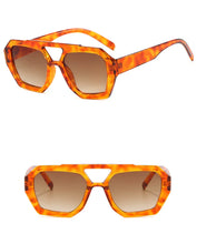 Load image into Gallery viewer, Vintage Square Sunglasses for Women Men Thick Frame Double Bridges Eyewear Female Fashion Chic Polygon Sun Glasses Leopard Blue
