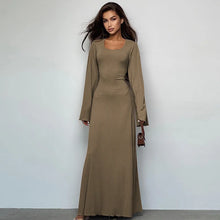 Load image into Gallery viewer, Women's clothing 2025 autumn new product fashionable loose U-neck back tied long sleeved dress