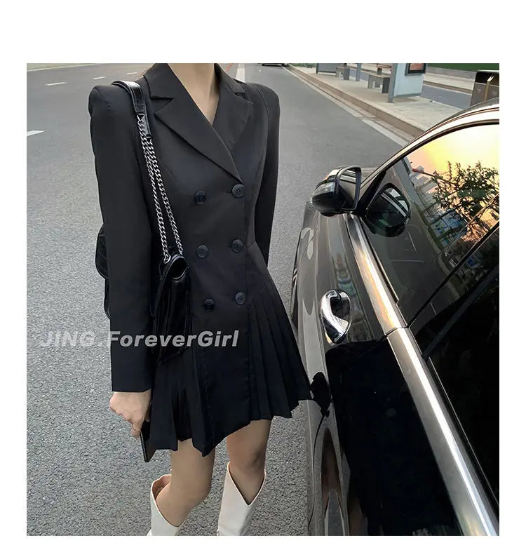 Women's Dress Blazer Clothing Chic and Elegant Pretty Female Dresses 2024 Formal Occasion Spring Retro Promotion Loose X Xxl Y2k