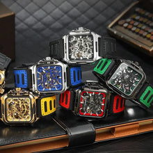 Load image into Gallery viewer, Men's Mechanical Automatic Watches for Men Luxury Top Brand Hollow Square Male Wristwatches Skeleton Waterproof Reloj Hombre
