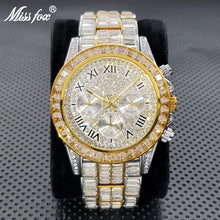 Load image into Gallery viewer, New Luxury Watches For Men High End Steel Bracelet Square Crystal Quartz Watch Hip Hop Chronograph Waterproof Man Clock Hot Sale