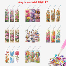Load image into Gallery viewer, Three-piece diamond painting bookmark set, DIY creative colorful floral and butterfly design, with diamond book bookmarks