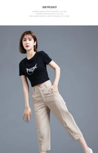 Load image into Gallery viewer, Women Clothing New Summer Simple Casual Cotton Linen Haren Capri Pants Female Solid High Waist Loose Cropped Trousers Pantalones