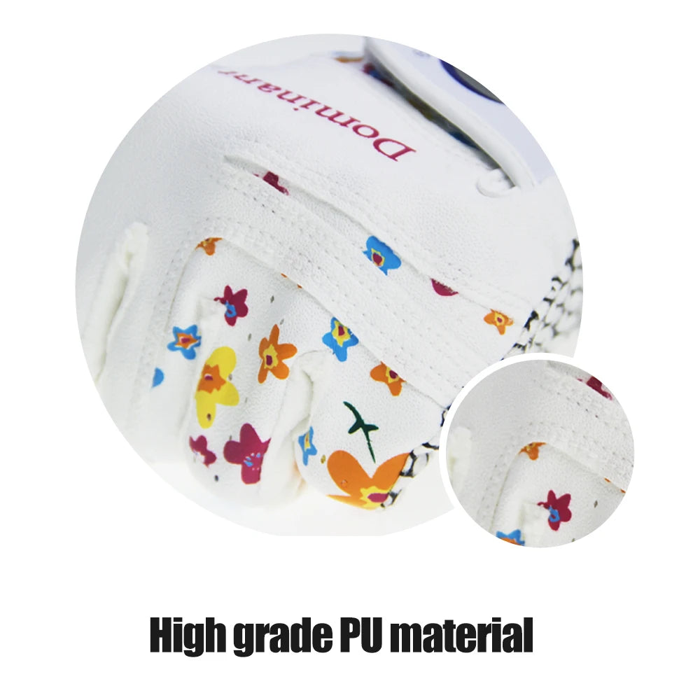 1Pair Golf Gloves for Women PU Leather Soft Fit Sport Grip Durable Gloves Anti-skid Breathable Sports Gloves