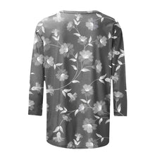 Load image into Gallery viewer, Female Clothing Delicate Fashion Shirts Floral Round Neck 3/4 Sleeves Printed Summer Women Pullover Daily Wear Vetement Femme