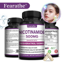 Load image into Gallery viewer, Fearathe Niacinamide Capsules 500MG, Promote Cell Health and Repair, Metabolism, Skin Health, Vegan Capsules, Non-GMO