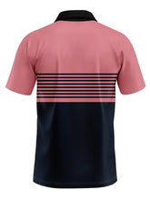 Load image into Gallery viewer, Men's Summer Shirt - Casual Sports Style, Striped Print and Contrast Color Details, Short Sleeves, Button Neck, Breathable Polye