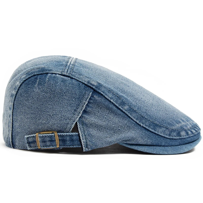 New Denim Cotton Beret Men Vintage Newsboy Cap Spring Autumn Casual Women Visor Fashion Cool Flat Hat Adjustable Berets
