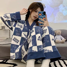 Load image into Gallery viewer, Women's Clothing Four Seasons Models Cute Pajamas Long-Sleeved Can Be Worn Outside Cartoon Cute Comfortable Large Size Homewear