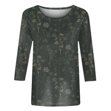 Load image into Gallery viewer, Female Clothing Delicate Fashion Shirts Floral Round Neck 3/4 Sleeves Printed Summer Women Pullover Daily Wear Vetement Femme