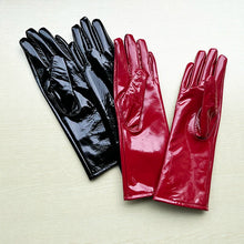 Load image into Gallery viewer, Long Gloves For Women Spring Winter Male Patent Leather Fashion Catwalk Motorcycle Riding Luvas Brilliant Warm Arm Warmer Gants