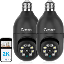 Load image into Gallery viewer, Jennov 2Pcs 2K WiFi Light Bulb Security Camera Wireless Outdoor - Cameras for Home Security Outside, Light Socket Indoor Camera