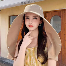 Load image into Gallery viewer, Summer Hats for Women Outdoor UV Anti Neck Protection Sun Visors for Lady Fishing Hiking Wide Brim Shawl Sunscreen Ponytail Cap