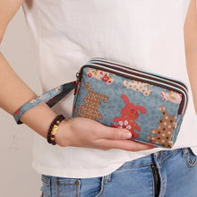 Load image into Gallery viewer, Fashion Women's Clutches Three-layer Zipper Waterproof Nylon Colorful Printed Wristlet Bag Key Coin Purse Wallet Phone Holder