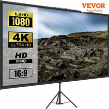 Load image into Gallery viewer, VEVOR 16:9 4K HD Adjustable Tripod Projector Screen Stand 60/70/80 90/100/110Inch Home Cinema for Indoor&Outdoor Projection