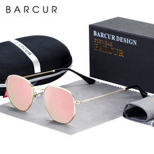 Load image into Gallery viewer, BARCUR Classic Retro Reflective Sunglasses Man Hexagon Sunglasses Metal Frame Eyewear Sun Glasses With Box Oculos De Sol gafas