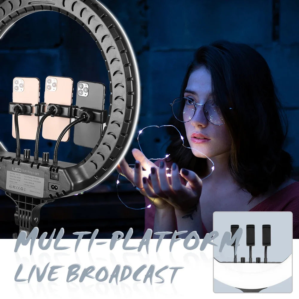 18 Inch Ring Light 36W Dimmable 3200K-5600K Light Carrying Bag for YouTube Selfies Photography Compatible Smartphones