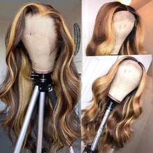 Load image into Gallery viewer, 13x6 Highlight Body Wave Lace Front Wig Human Hair 13x6 HD Transparent Lace Frontal Wig Remy For Black Women 180% Density